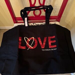Victoria's Secret Limited Edition  Black LOVE Sequined Tote NWT